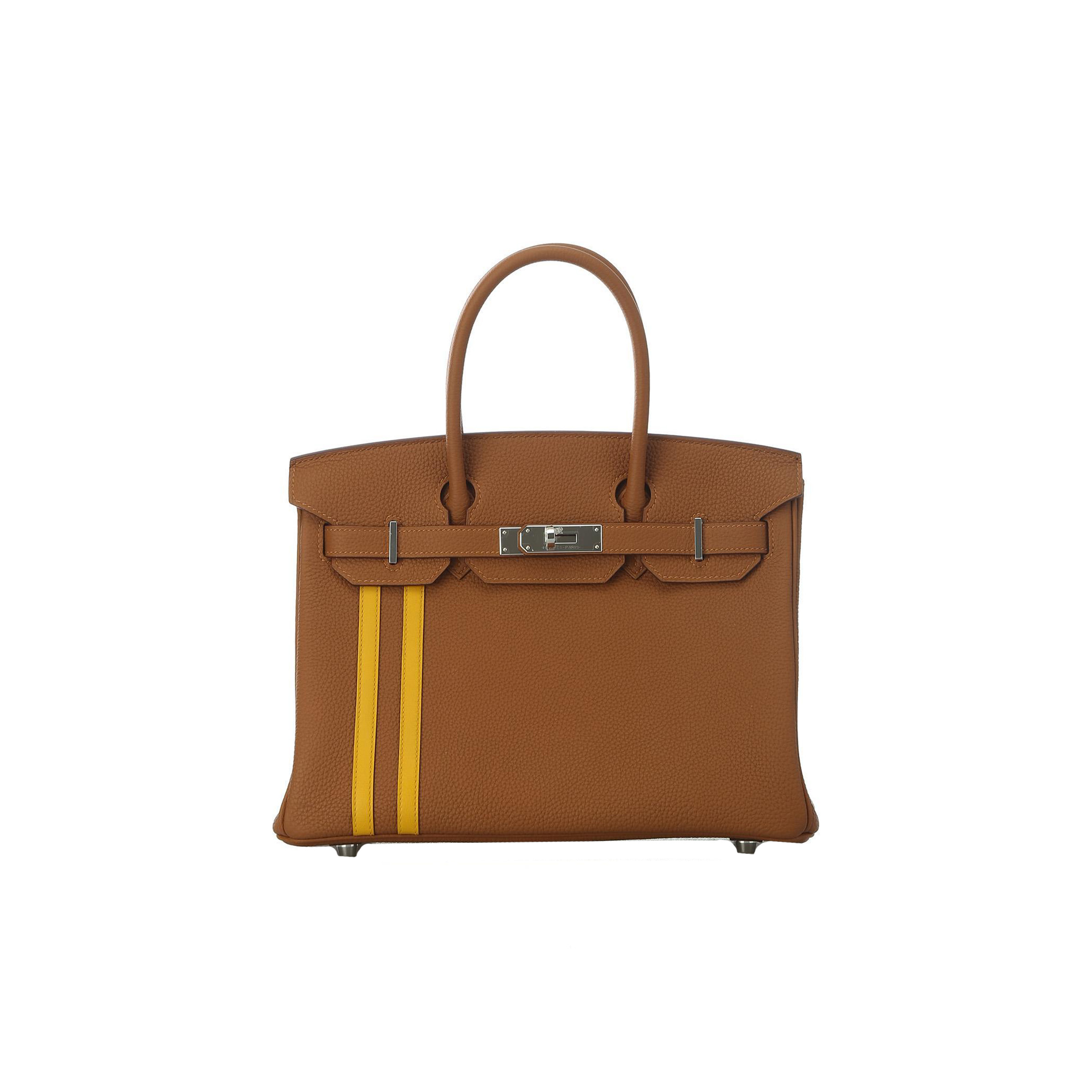 HERMÈS BIRKIN 30 TOGO LEATHER GOLDEN BROWN WITH AMBER YELLOW AND SILVER BUCKLE BAG H028365CC04 (30*22*15cm)